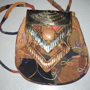 Vintage Colorful Abstract Metal Stone Bag Pouch